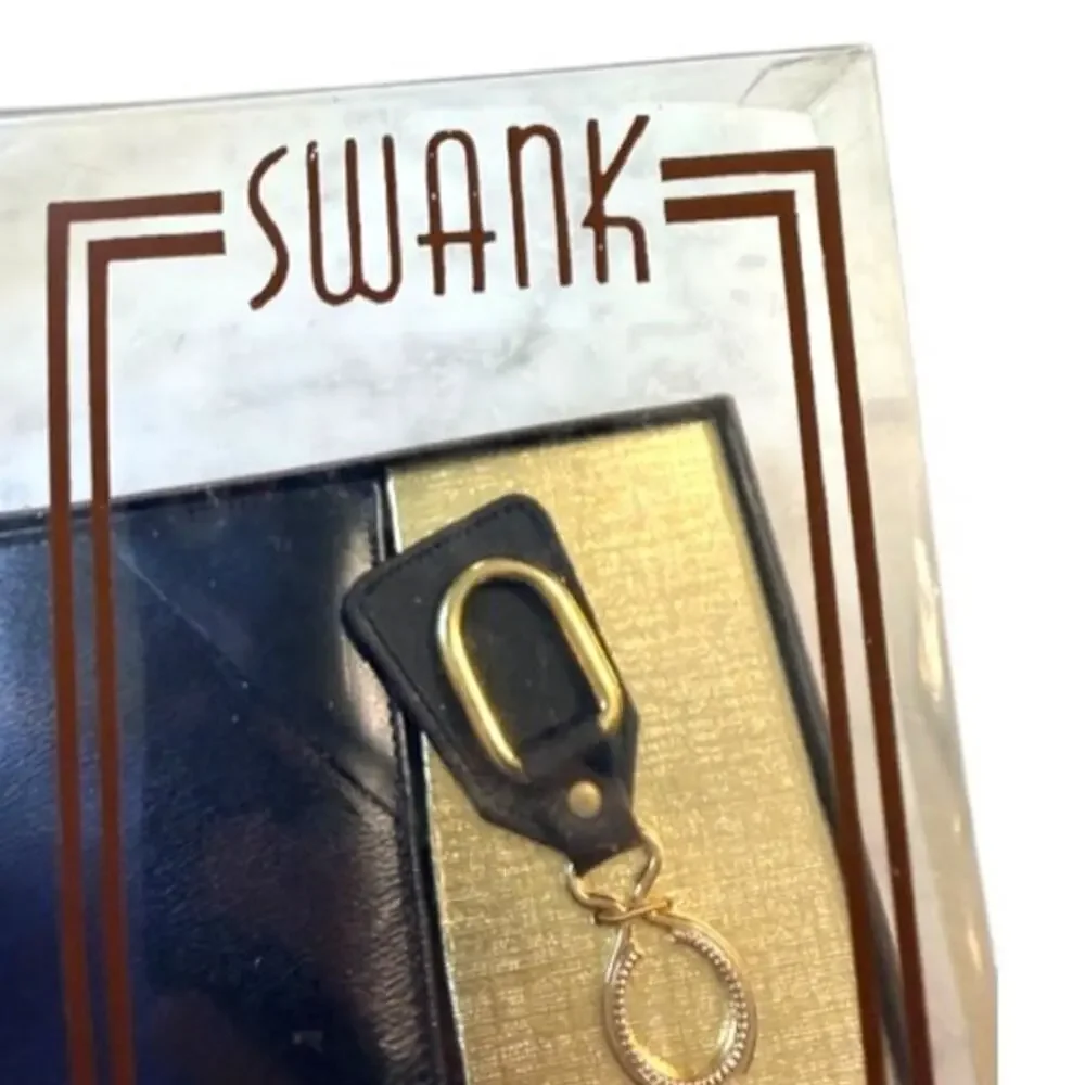 Vintage SWANK Mens Leather Wallet & Keychain Set NIB Classic Gift